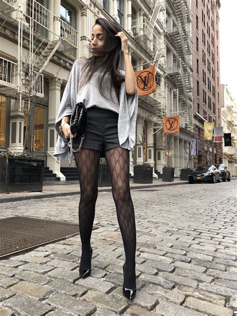 gucci tights with shorts|outfits with Gucci stockings.